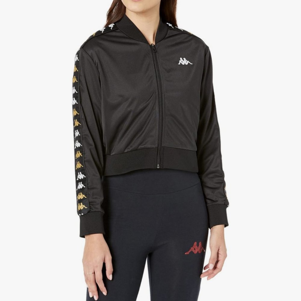 Kappa 222 Banda Ponce Women's in Black smoke, yellow, and white Size L NWT